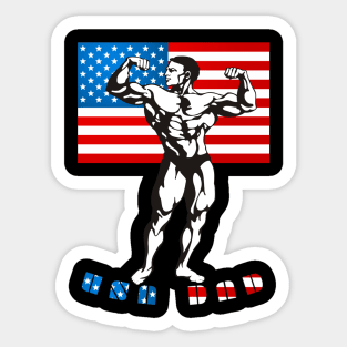 4th of July American Flag USA Dad Muscle Sticker